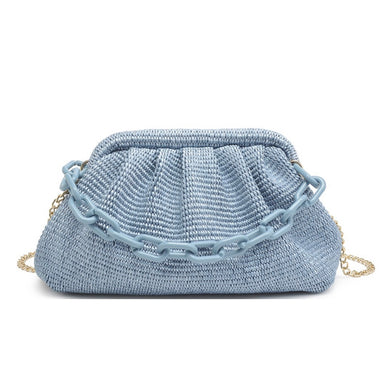 Solana Raffia Clutch Bag (Blue)