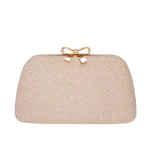Load image into Gallery viewer, Shimmery Gold Bow Clutch