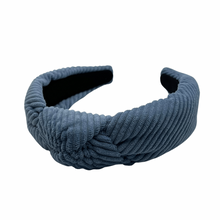 Load image into Gallery viewer, Blue Corduroy Topknot Headband
