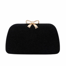 Load image into Gallery viewer, Shimmery Black Bow Clutch