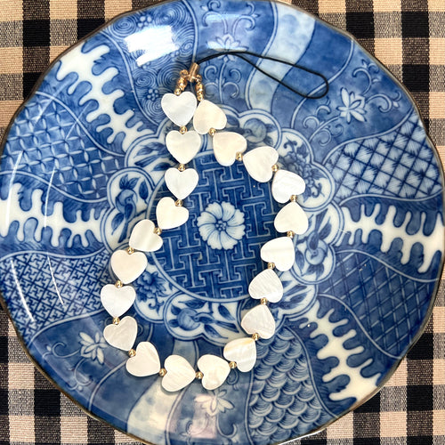 Mother of Pearl Hearts Phone Charm