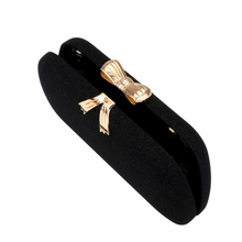Load image into Gallery viewer, Shimmery Black Bow Clutch
