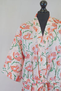 Poppy Flowers Cotton Kimono Robe