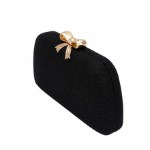 Load image into Gallery viewer, Shimmery Black Bow Clutch