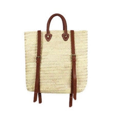 Load image into Gallery viewer, The Cinque Terra Straw Backpack (Dark Brown Straps)