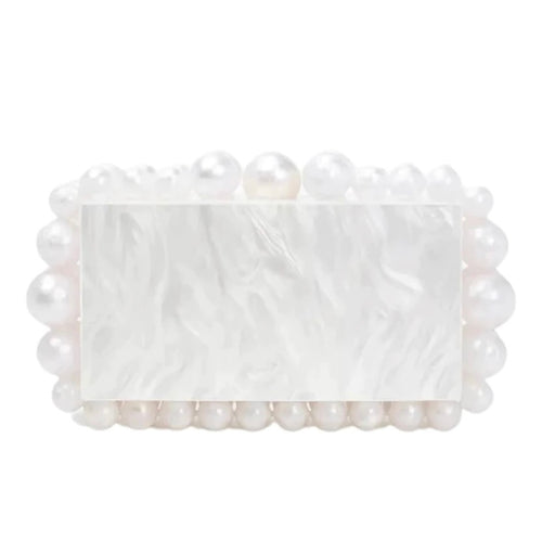 Marbled White Acrylic Bubble Clutch