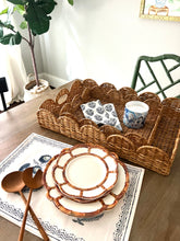 Load image into Gallery viewer, Natural Scalloped Wicker Tray (2 Sizes)