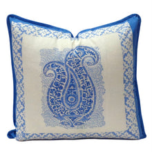 Load image into Gallery viewer, Blue Paisley Block Print Pillow Cover - 15” x 15”