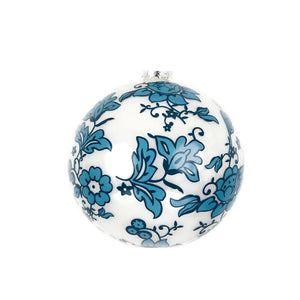 Blue & White Floral Ball Ornament
