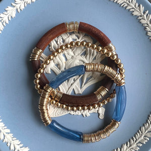 Bead, Tube & Wooden Bracelets (Set of 3)