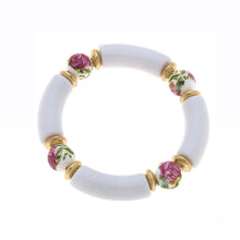 Load image into Gallery viewer, Lelani Porcelain Rose Bead Resin Disc Bracelet