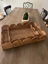 Load image into Gallery viewer, Natural Scalloped Wicker Tray (2 Sizes)