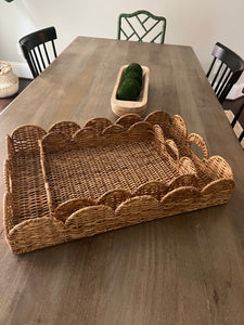 Natural Scalloped Wicker Tray (2 Sizes)