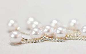 Swingy Pearl & Diamond Drop Earrings