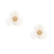 Load image into Gallery viewer, White Tortoise Lotus Flower Earrings