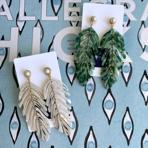 Palm Earrings (White)