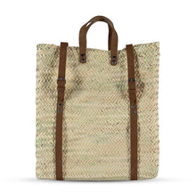 Load image into Gallery viewer, The Cinque Terra Straw Backpack (Dark Brown Straps)