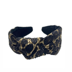 Leopard Raffia Topknot Headband