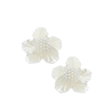 Pearl Beaded Flower Stud Earrings