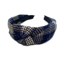 Load image into Gallery viewer, Navy Plaid Topknot Headband