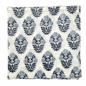 Essie Blue Block Print Cotton Napkins (Sold individually)