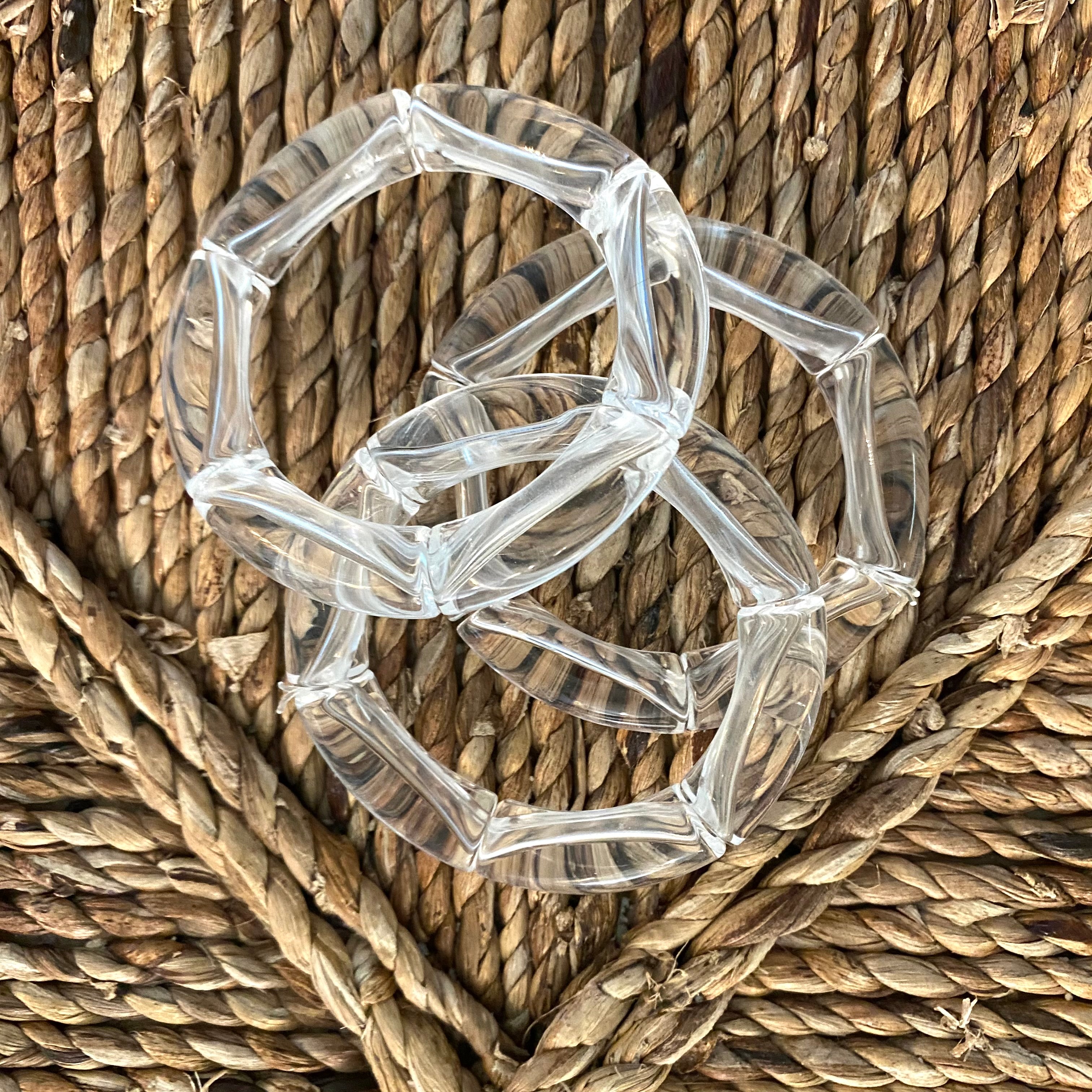 Bamboo Clear Chunky Tube Bracelets (Set of 3)