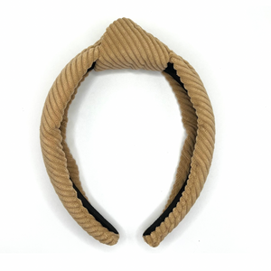 Tan Corduroy Topknot Headband