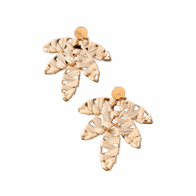 Load image into Gallery viewer, Ivory Raffia Leaf Earrings