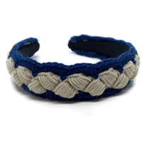 Load image into Gallery viewer, Blue &amp; White Crochet Headband
