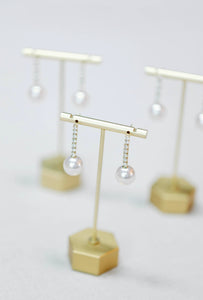 Swingy Pearl & Diamond Drop Earrings