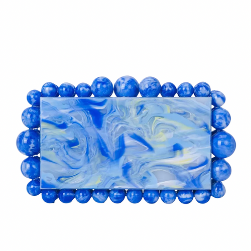 Blue Marbled Acrylic Bubble Clutch