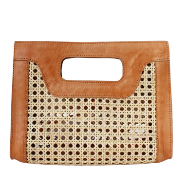 Cane Clutch - Camel Leather