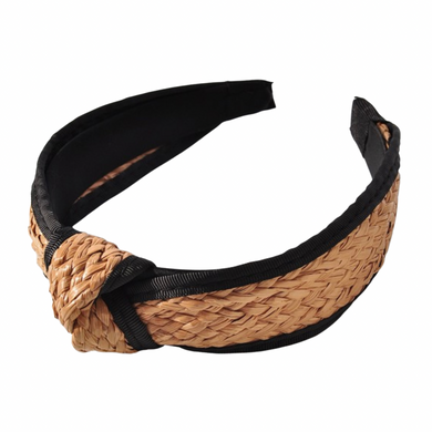 Natural Topknot with Black Border Headband