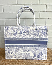 Load image into Gallery viewer, Light Blue Large Toile Tote (No personalization)