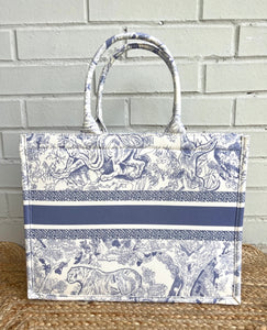 Light Blue Large Toile Tote (No personalization)