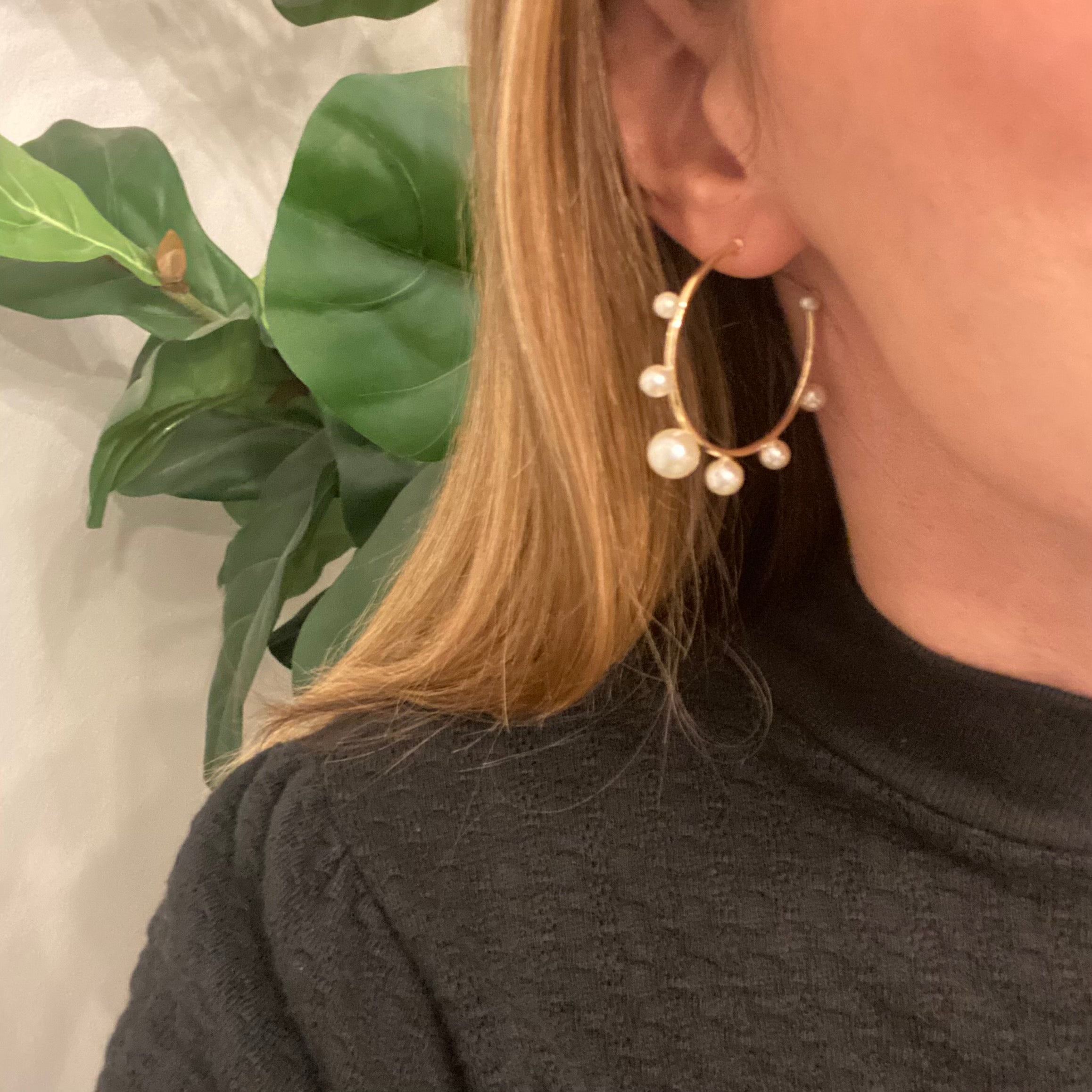 Decorative Pearl Hoop Earrings