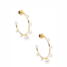 Load image into Gallery viewer, Decorative Pearl Hoop Earrings