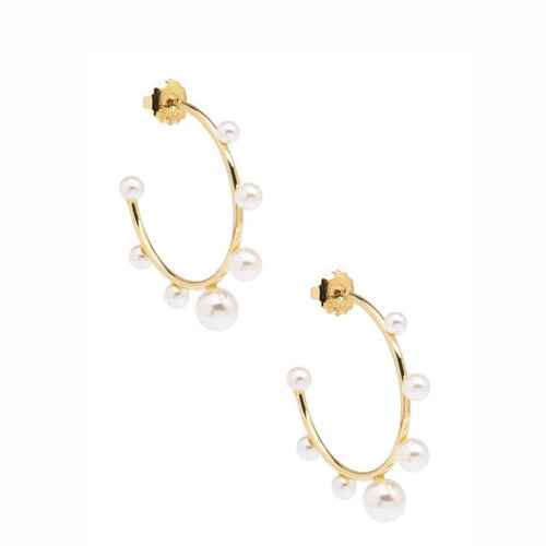 Decorative Pearl Hoop Earrings