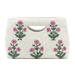 Raspberry Peony Beaded Clutch (Made to Order - Ships in 3 weeks)