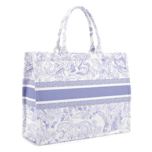 Load image into Gallery viewer, Light Blue Large Toile Tote (No personalization)