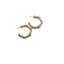 Load image into Gallery viewer, Gold Bamboo Hoops