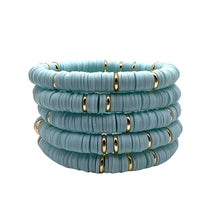 Load image into Gallery viewer, Heishi Mint Blue Disc Bracelet