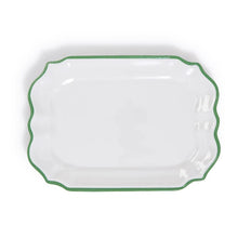 Load image into Gallery viewer, Green Trim Scalloped Serving Platter Tray