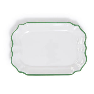 Green Trim Scalloped Serving Platter Tray