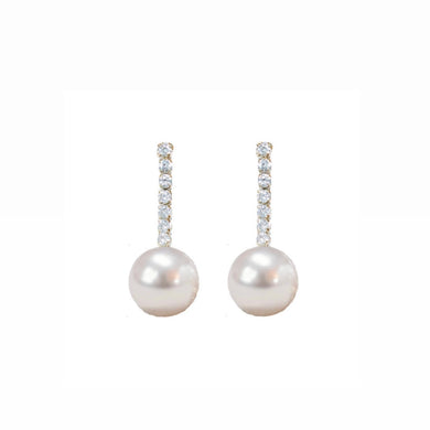 Swingy Pearl & Diamond Drop Earrings