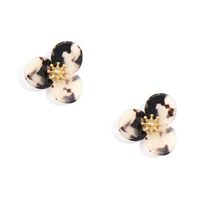 Tortoise Lotus Flower Earrings