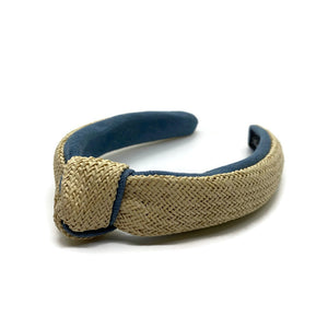 Raffia with Chambray Interior Topknot Headbands (2 Color Options)
