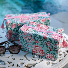 Load image into Gallery viewer, Block Print Cosmetic Bags - Flower Gud (Set of 2)
