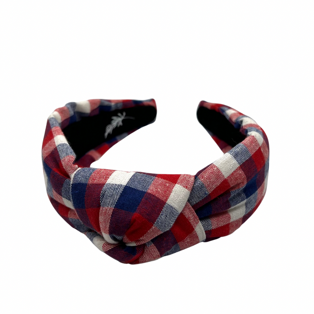 American Plaid Topknot Headband