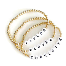 Load image into Gallery viewer, Gold Bracelet with Personalized Black Letter Beads